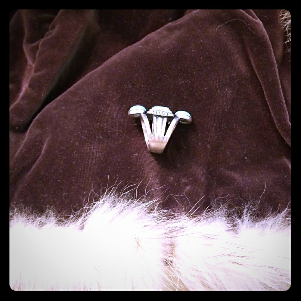 Stamped 925 large silver turquoise ring